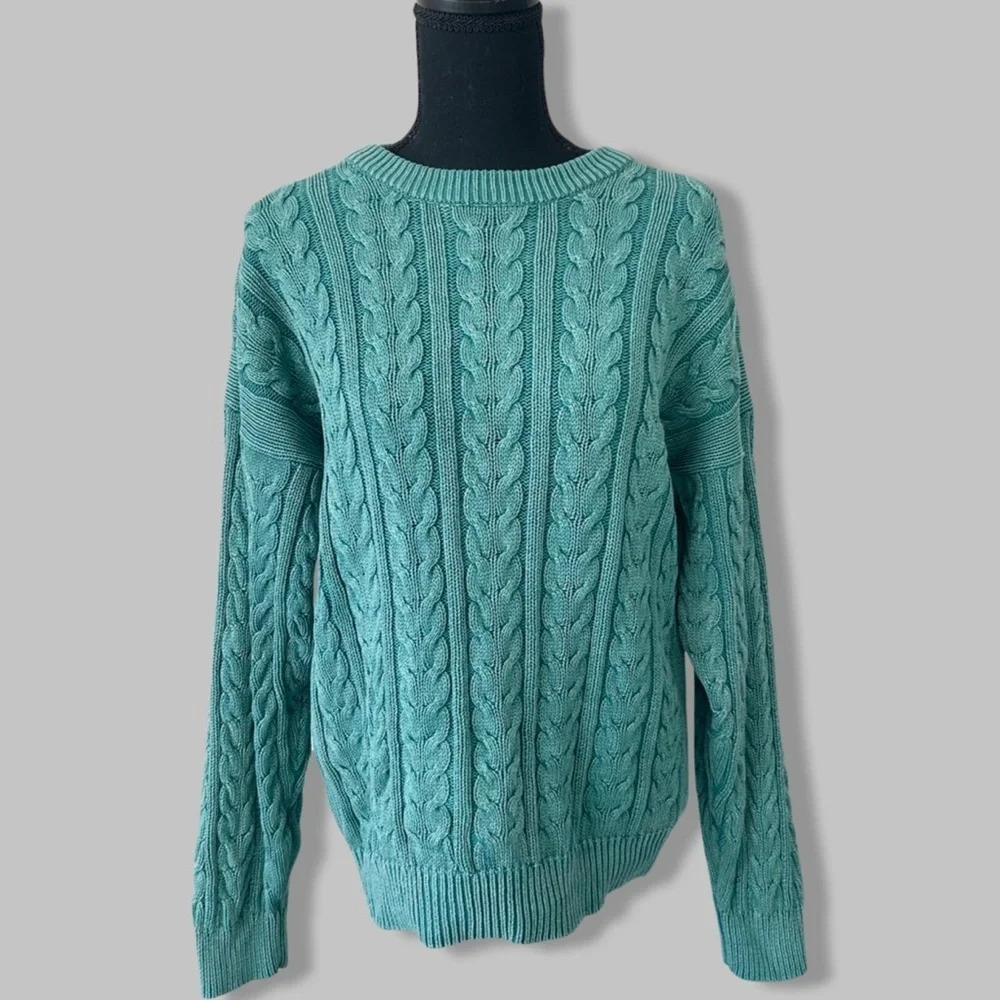 Vintage Salty Dog Gant Crew Neck Sea Washed Cable Knit Sweater